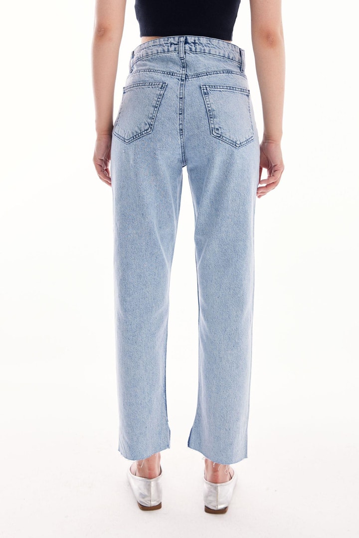 Püskül Detaylı Denim - Buz Mavisi