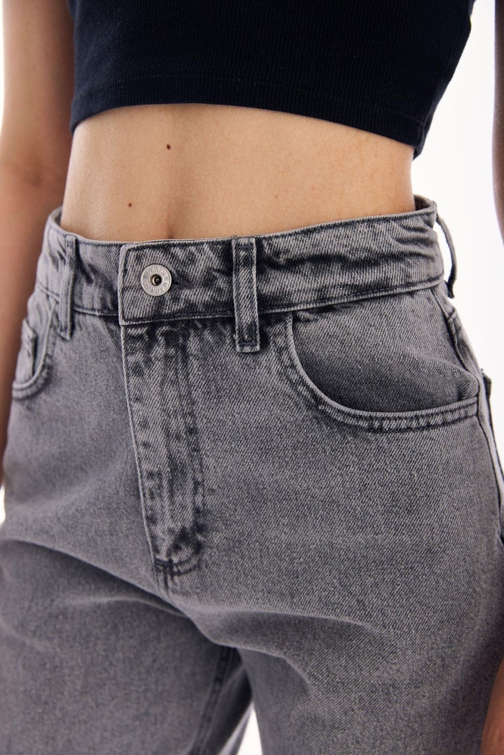 Püskül Detaylı Denim - Gri