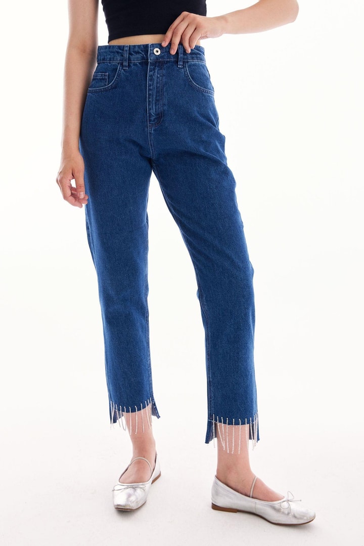 Püskül Detaylı Denim - Lacivert