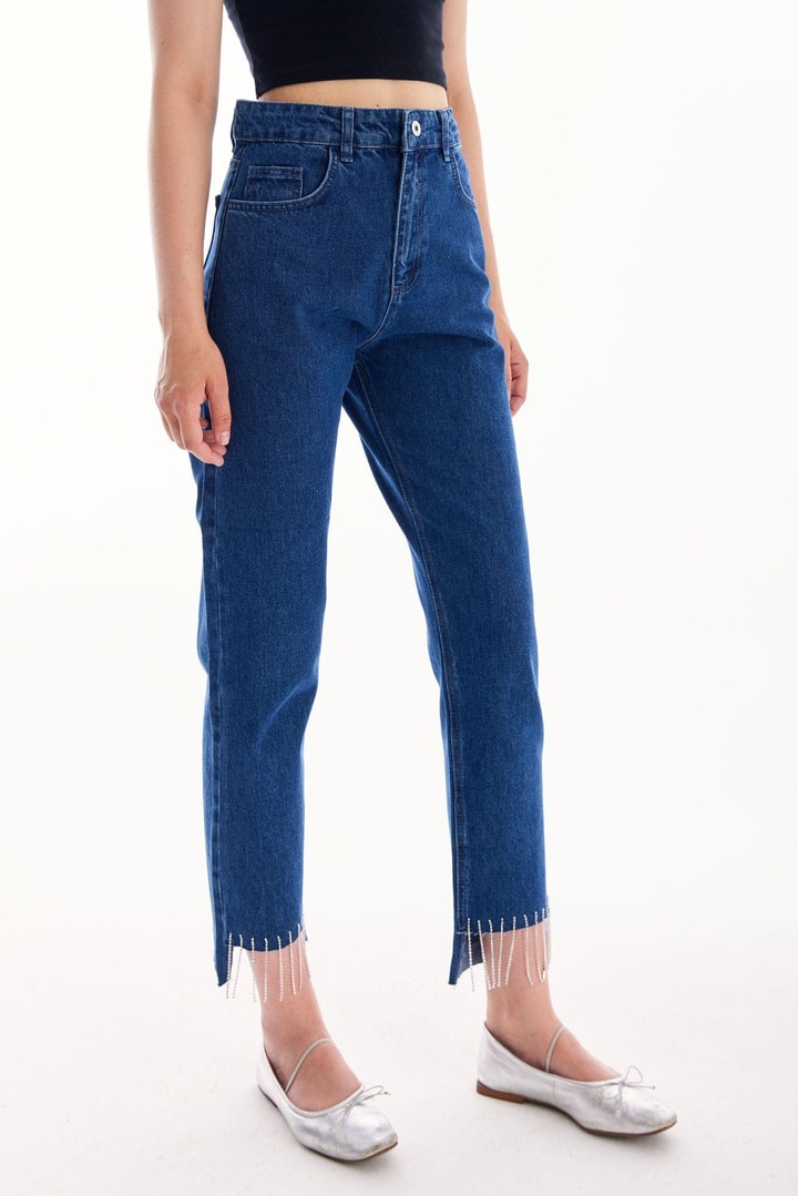 Püskül Detaylı Denim - Lacivert