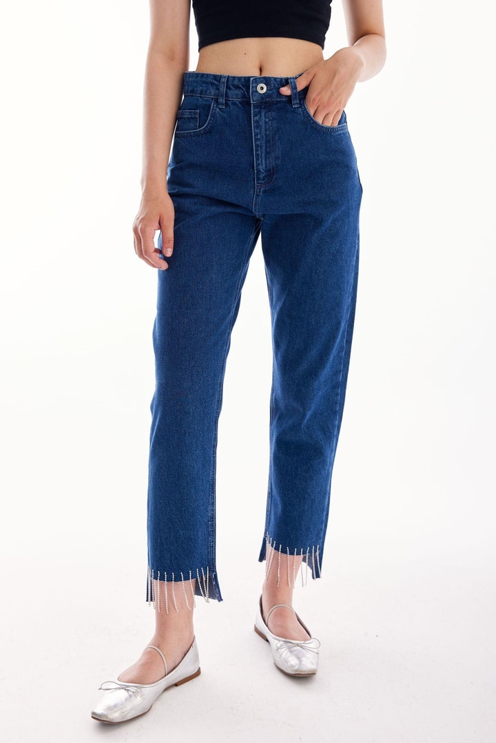 Püskül Detaylı Denim - Lacivert