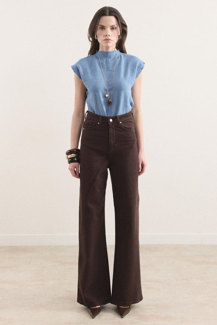 Regular Fit Denim Pantolon - Kahverengi
