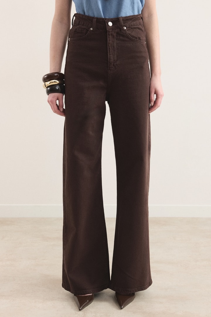 Regular Fit Denim Pantolon - Kahverengi