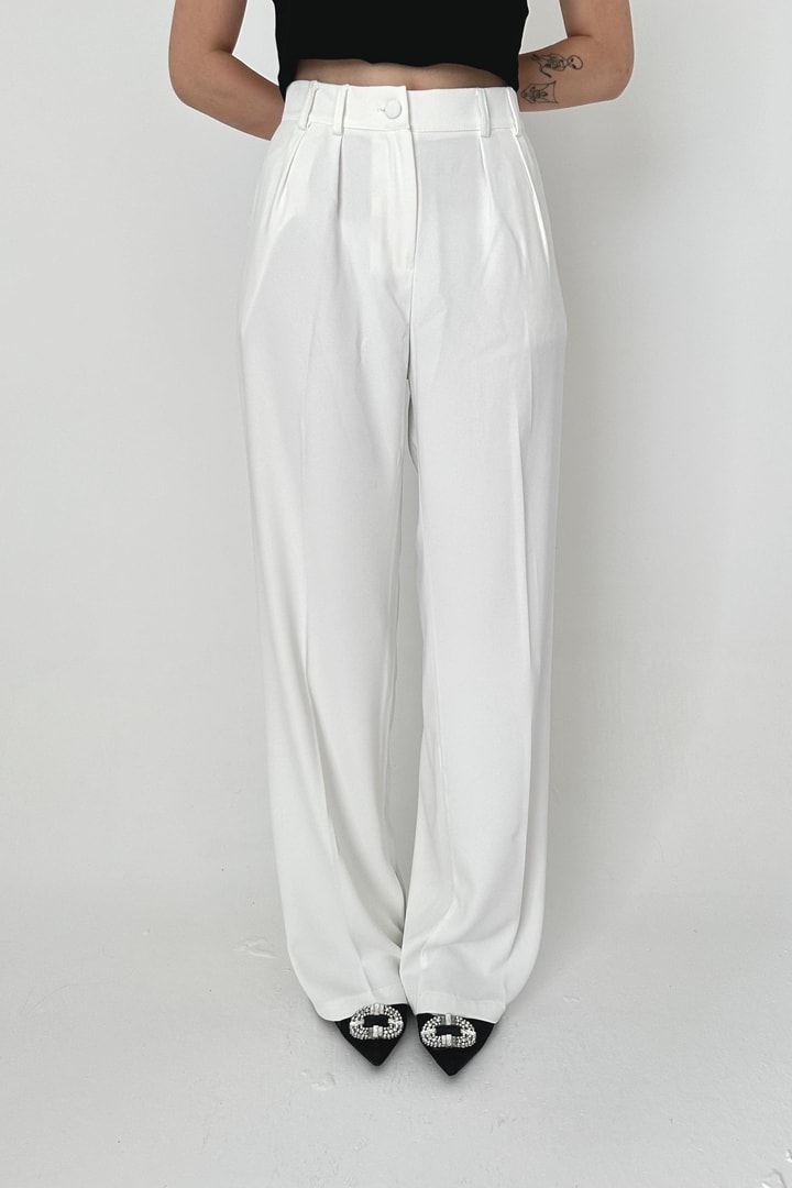 Regular Fit Kumaş Pantolon - Ekru