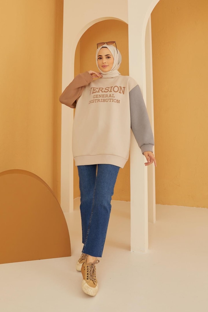 Renkli Sweat - Gri