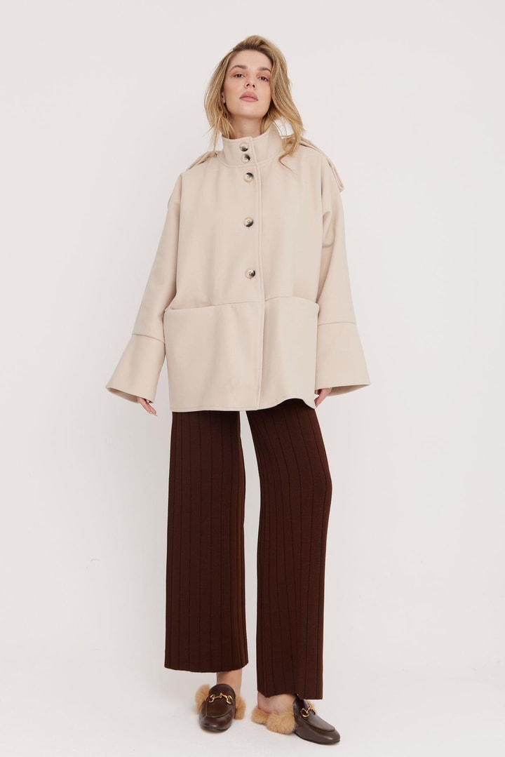 Robin Oversize Kaşe Ceket - Bej
