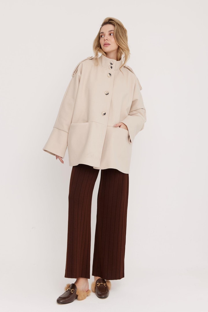 Robin Oversize Kaşe Ceket - Bej
