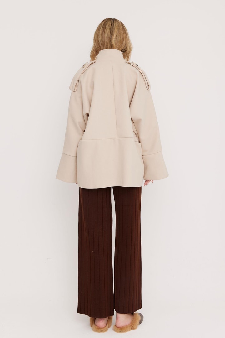 Robin Oversize Kaşe Ceket - Bej