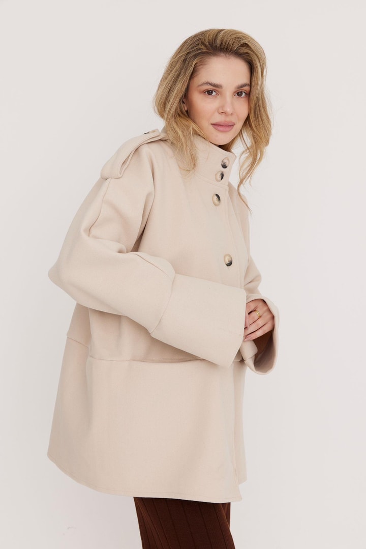 Robin Oversize Kaşe Ceket - Bej