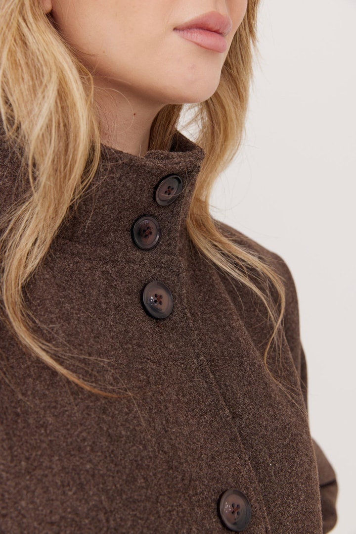 Robin Oversize Kaşe Ceket - Kahve