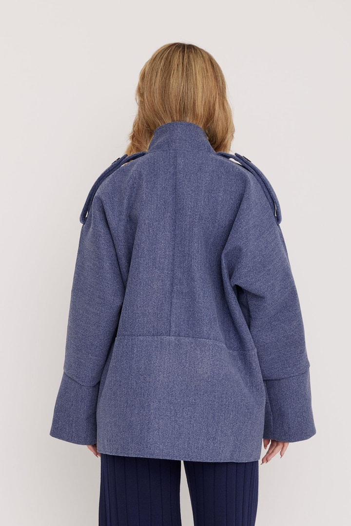 Robin Oversize Kaşe Ceket - Lacivert