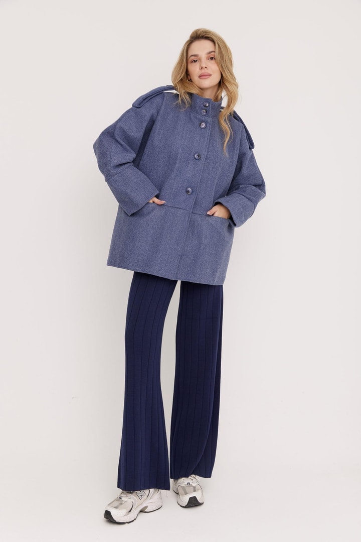 Robin Oversize Kaşe Ceket - Lacivert