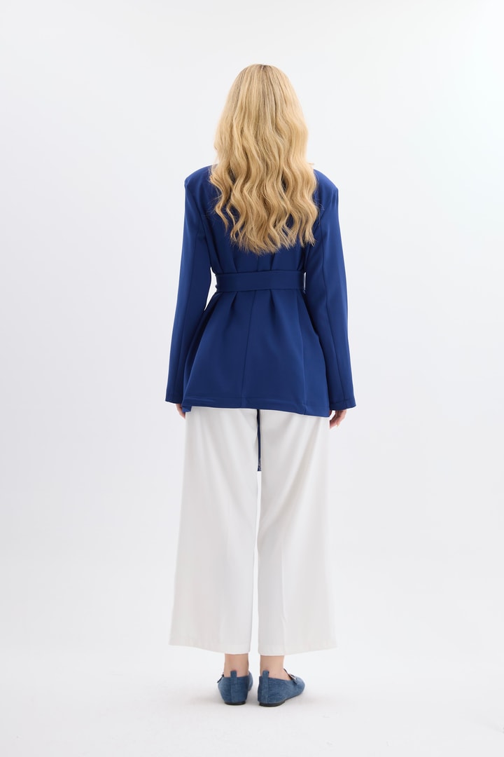 Rose Aksesuarlı Blazer Ceket - Lacivert