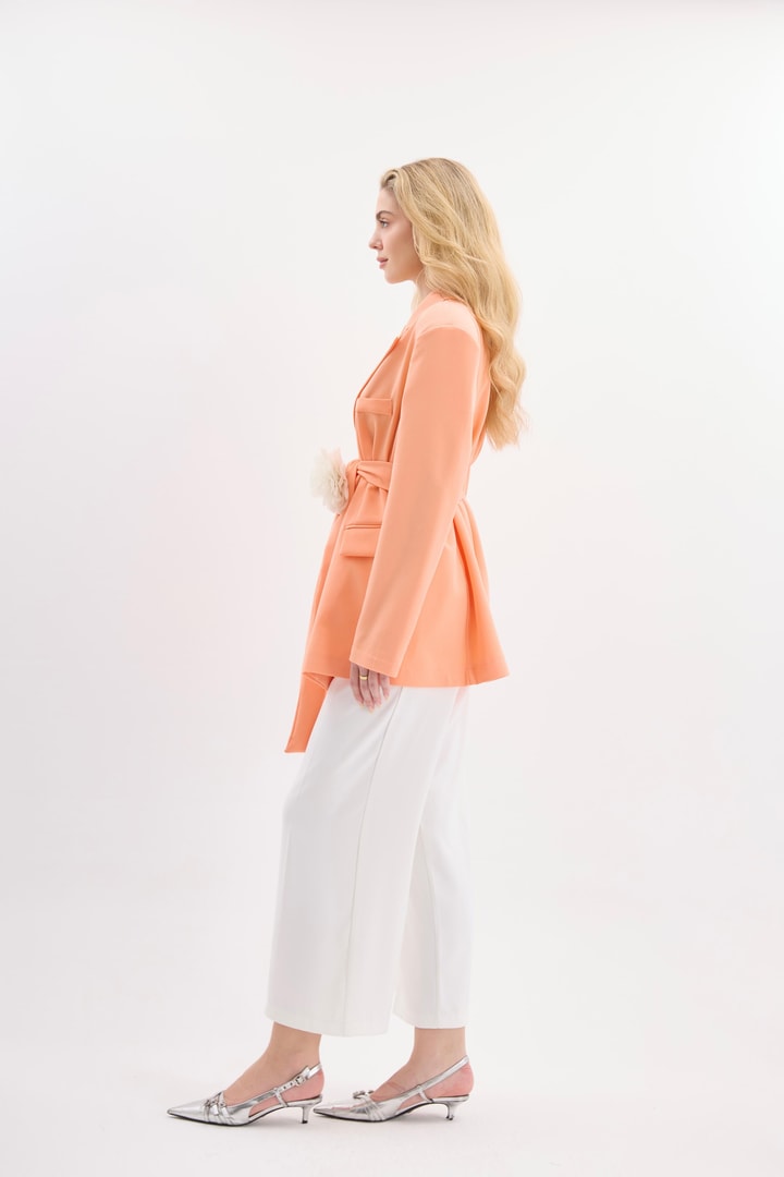 Rose Aksesuarlı Blazer Ceket - Somon
