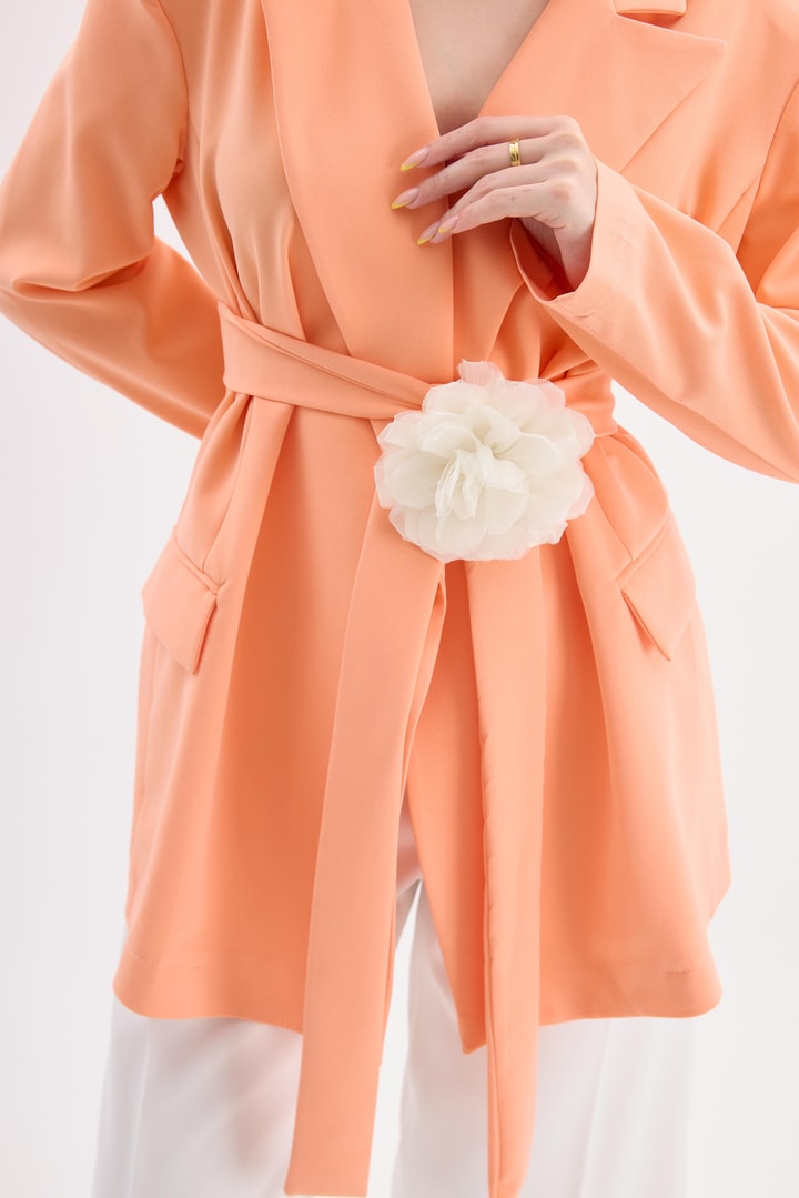 Rose Aksesuarlı Blazer Ceket - Somon