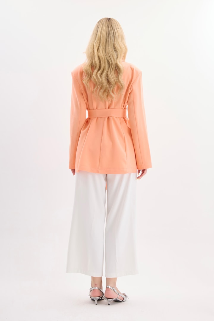 Rose Aksesuarlı Blazer Ceket - Somon