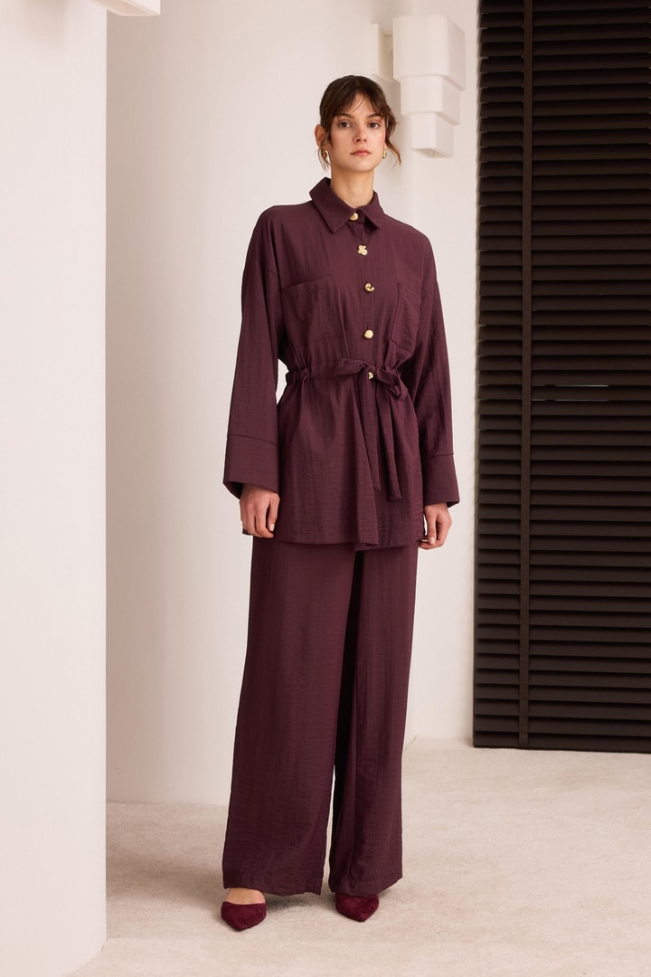 Rose Belden Bağlamalı Takım - Bordo