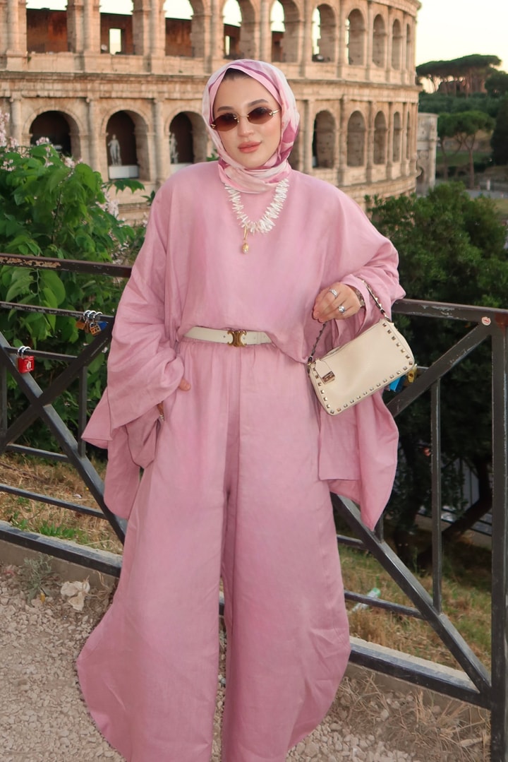 Sabriella Keten Panço Bluz - Pembe