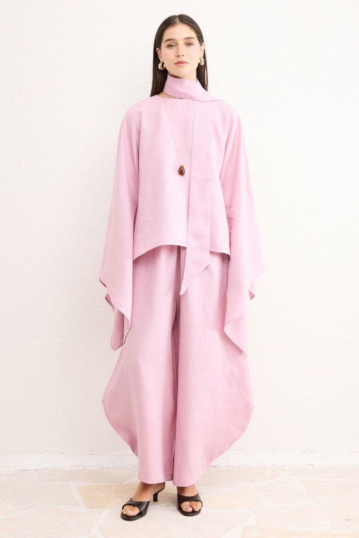 Sabriella Keten Panço Bluz - Pembe
