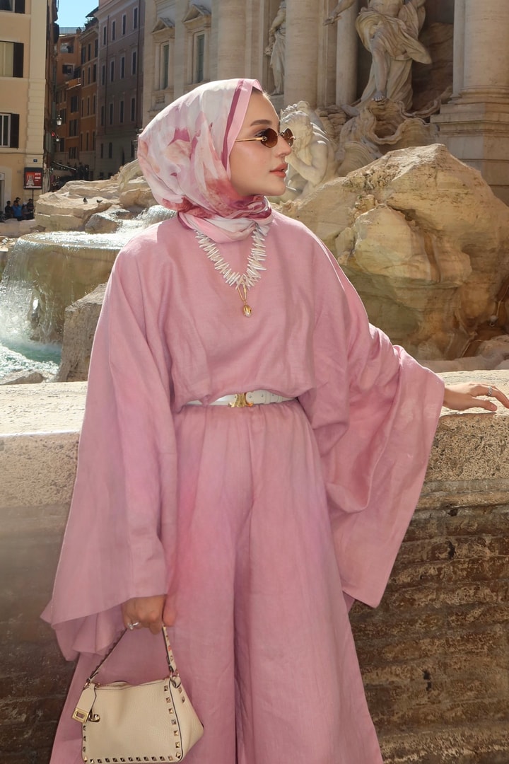 Sabriella Keten Panço Bluz - Pembe