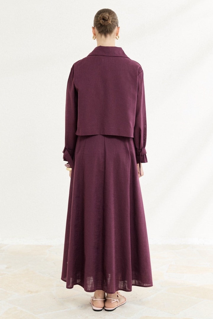 Sarah Keten Jile Elbise - Mürdüm
