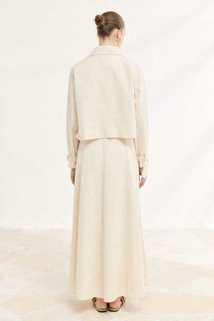 Sarah Keten Jile Elbise - Naturel