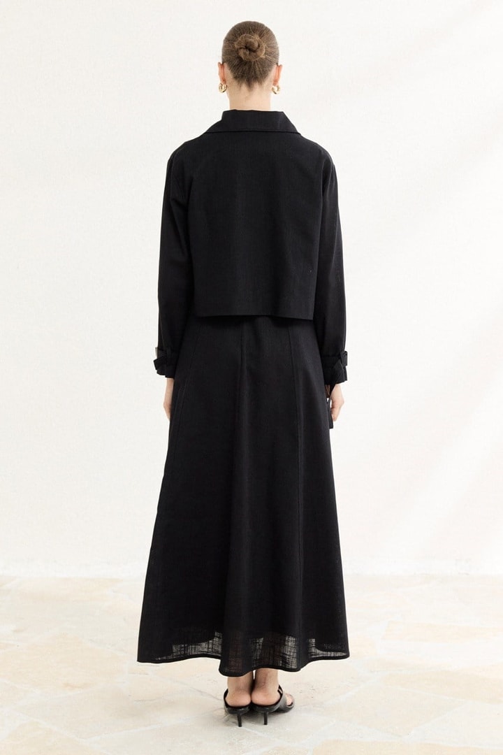 Sarah Keten Jile Elbise - Siyah