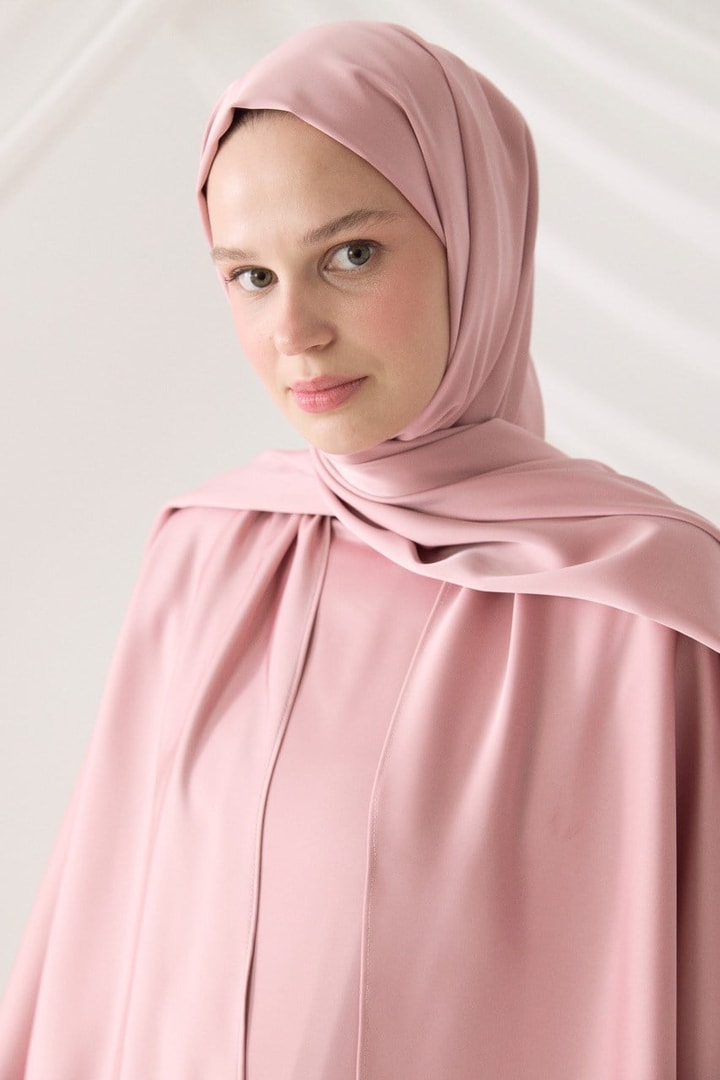Saten Abiye Şal - Pudra
