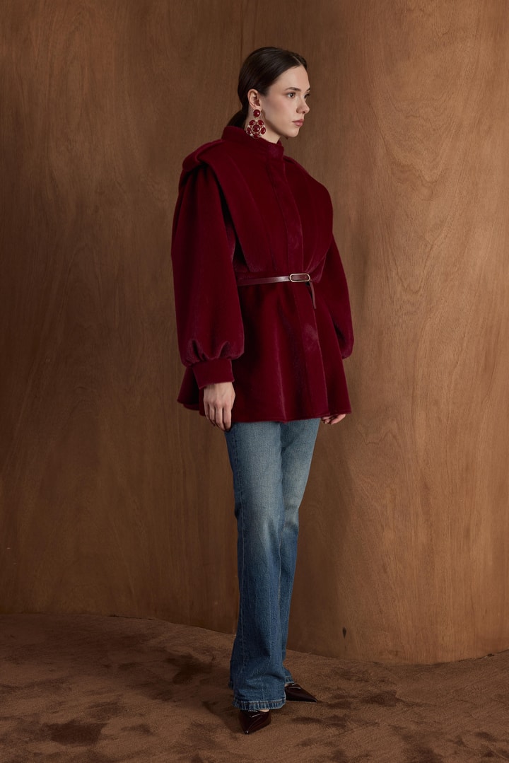 Senova Apolet Detay Goldfox Kaban - Bordo
