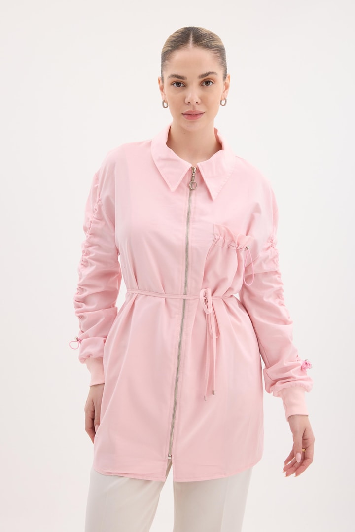 Sera Kol Büzgülü Gömlek - Pembe