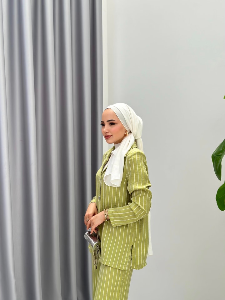 Sesa Çizgili Parlak Takım - Yeşil