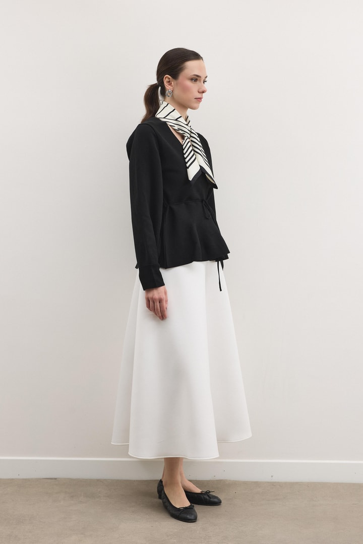 Shadow Peplum Triko Hırka - Siyah