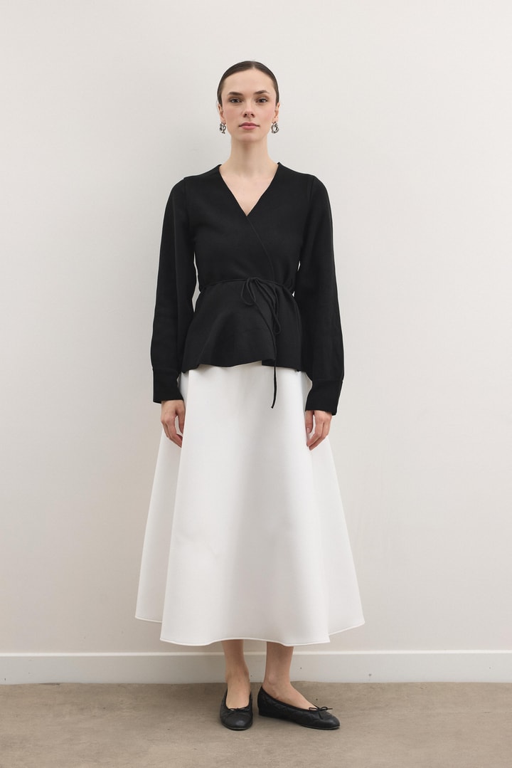 Shadow Peplum Triko Hırka - Siyah