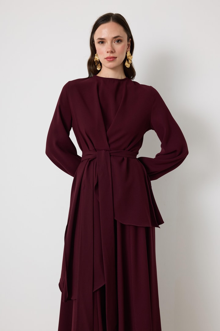Shine Pantolon Etekli Takım - Bordo