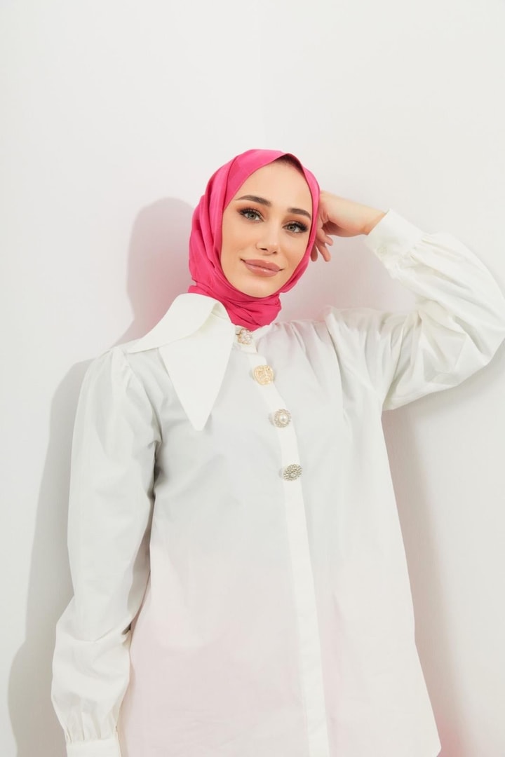 Sisy Yaka Detaylı Gömlek - Beyaz