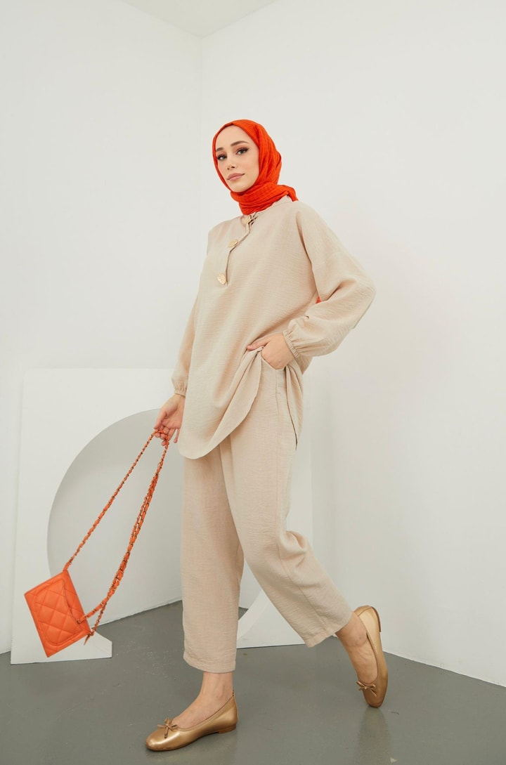 Sofia Keten Takım - Bej