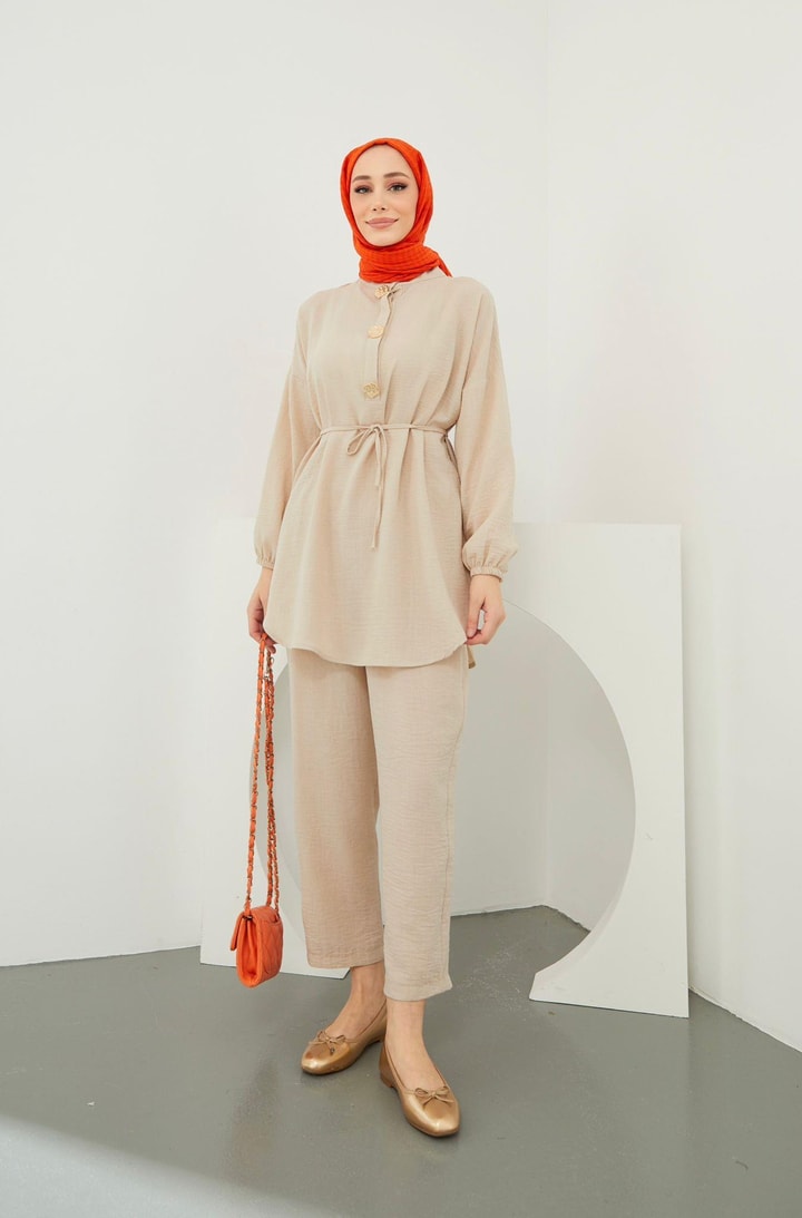 Sofia Keten Takım - Bej