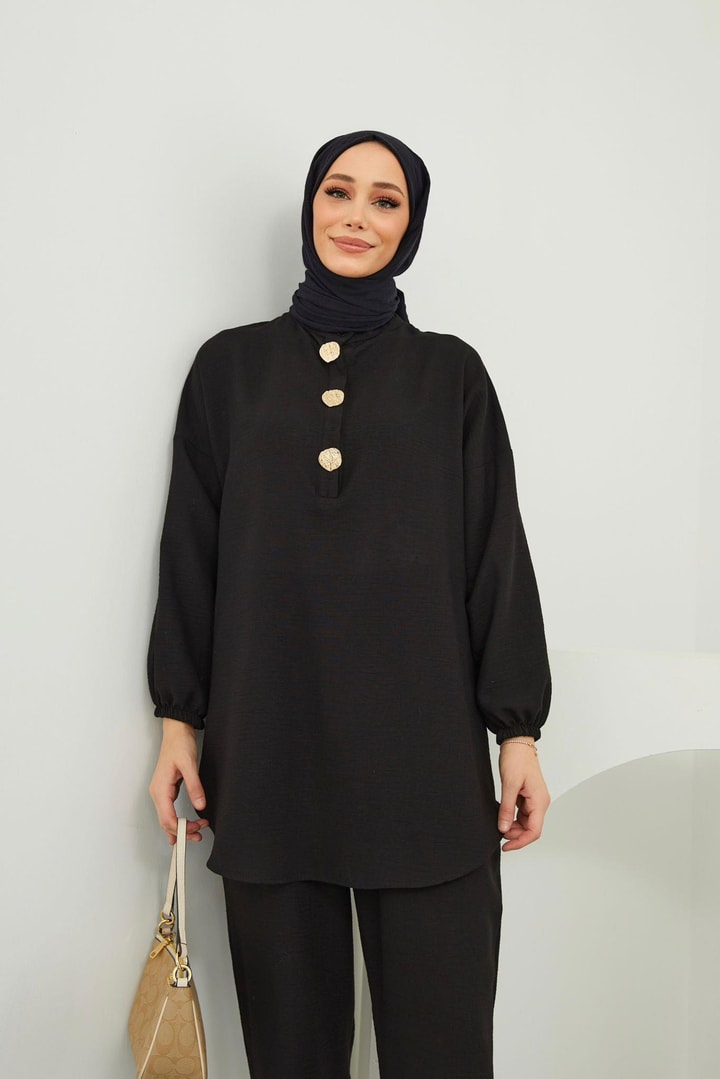 Sofia Keten Takım - Siyah