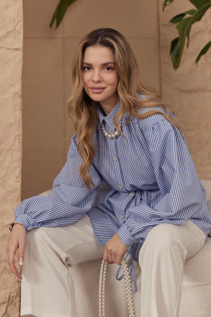 Sophie Çizgili Gömlek - Mavi