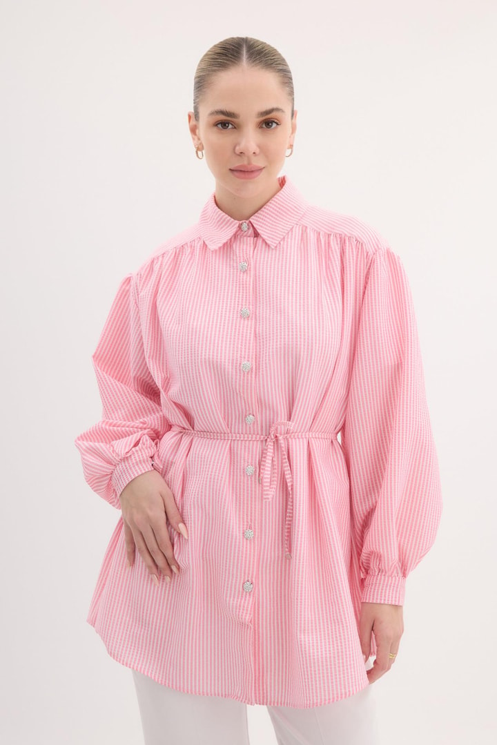 Sophie Çizgili Gömlek - Pembe