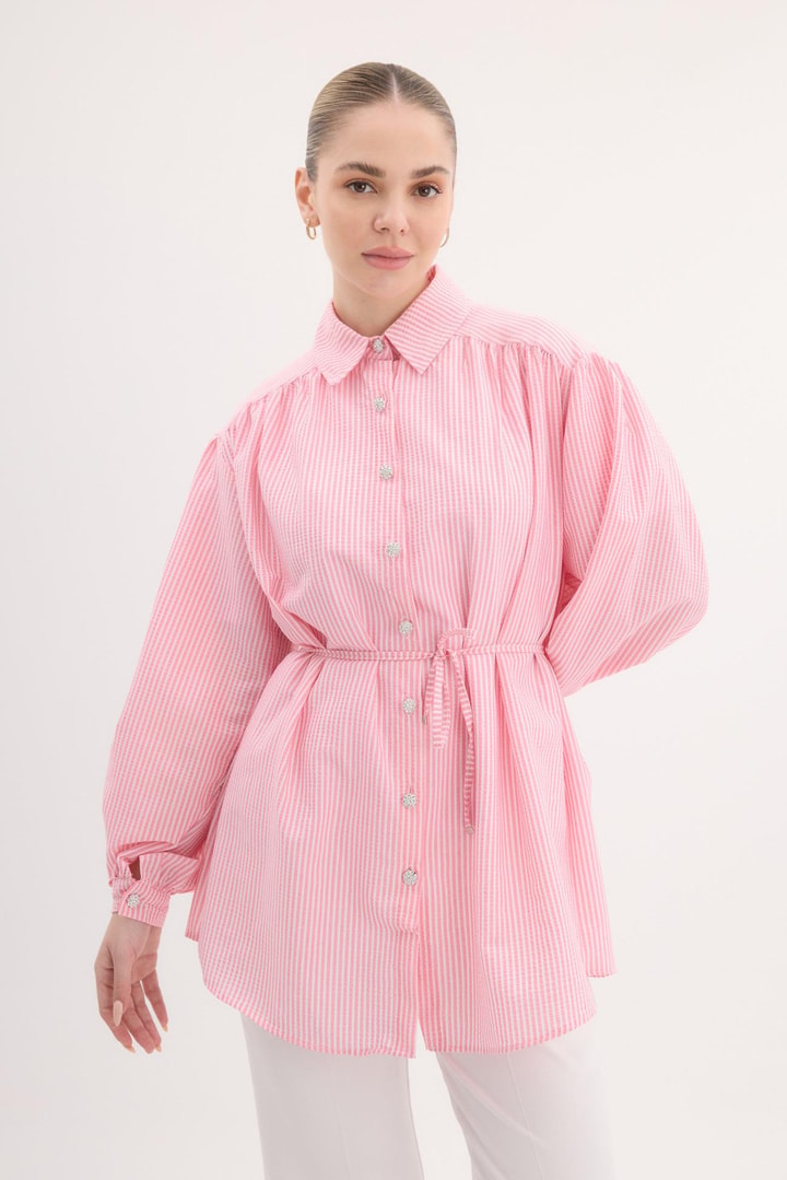 Sophie Çizgili Gömlek - Pembe