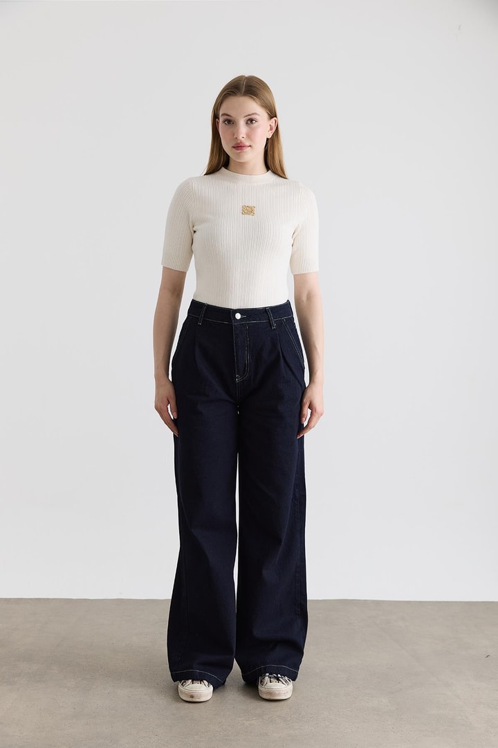 Straight Fit Jean Pantolon - Lacivert