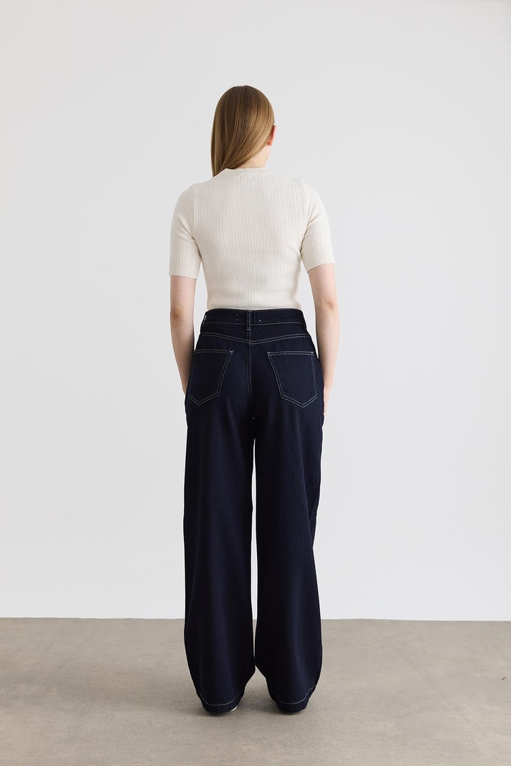 Straight Fit Jean Pantolon - Lacivert