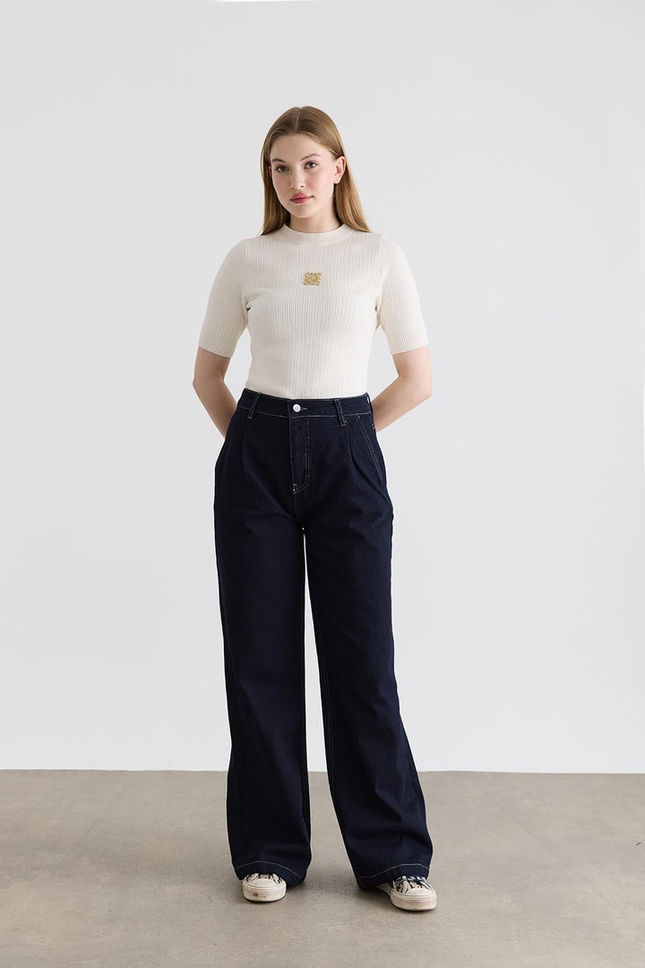 Straight Fit Jean Pantolon - Lacivert