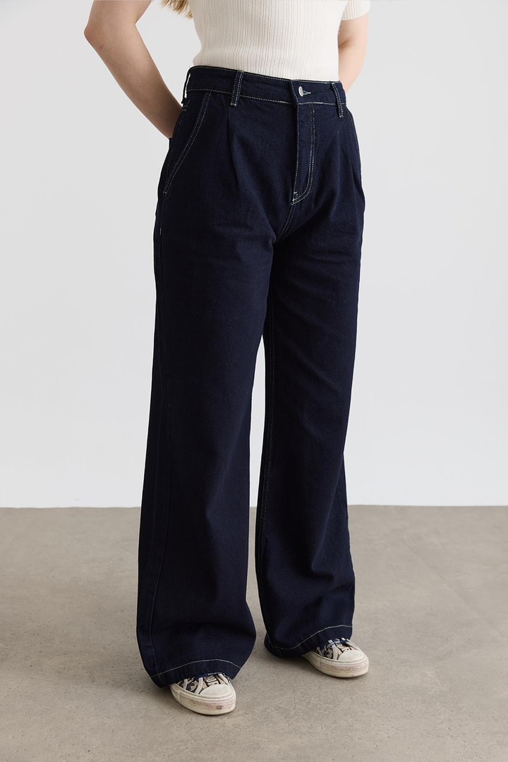Straight Fit Jean Pantolon - Lacivert