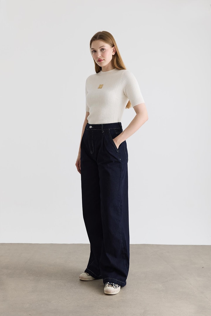 Straight Fit Jean Pantolon - Lacivert