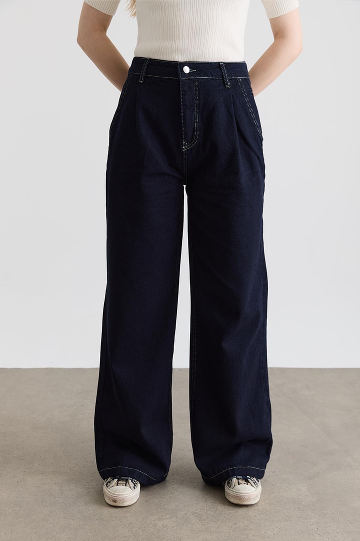 Straight Fit Jean Pantolon - Lacivert