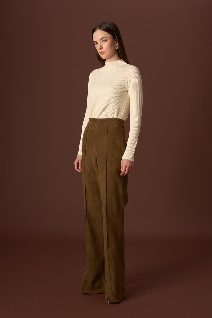 Süet Pantolon - Camel