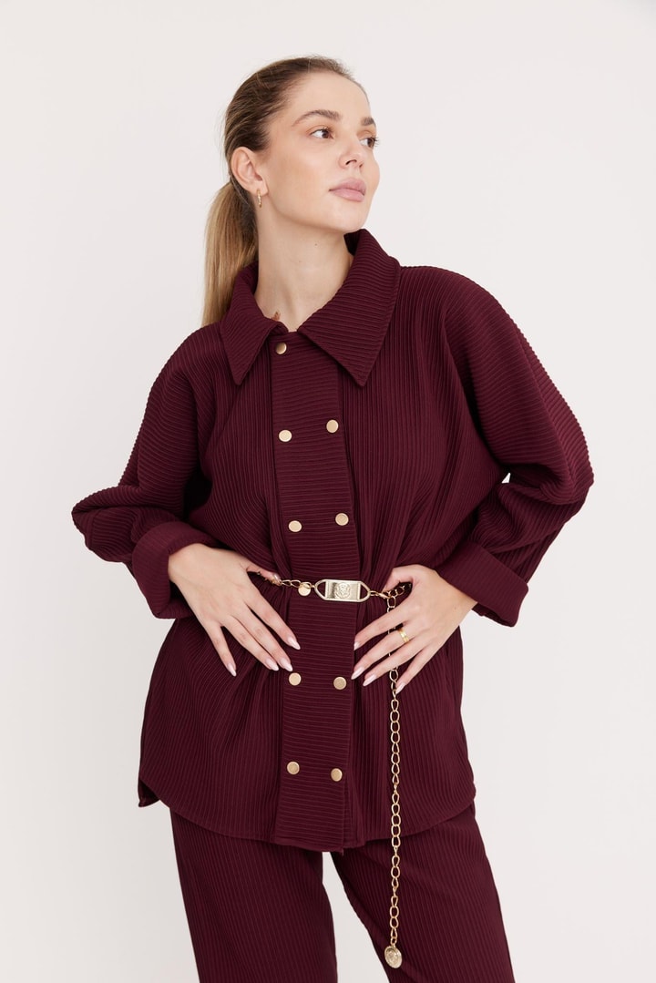 Sunry Patlı Çıtçıtlı Fitilli Takım - Bordo