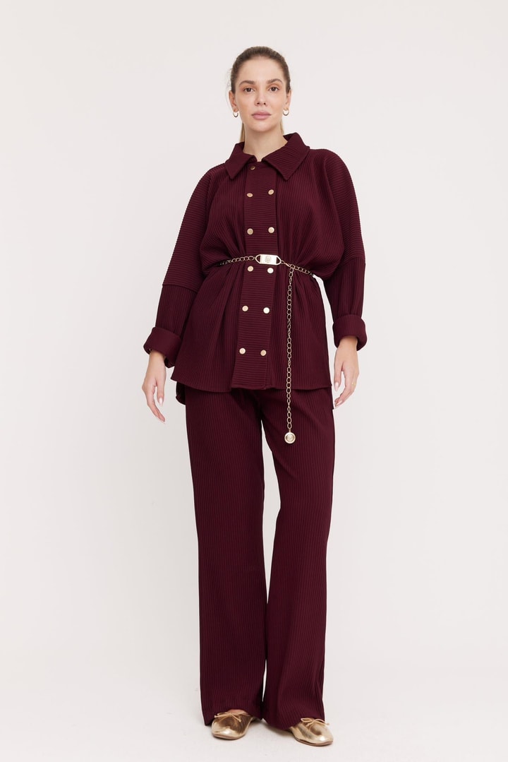 Sunry Patlı Çıtçıtlı Fitilli Takım - Bordo